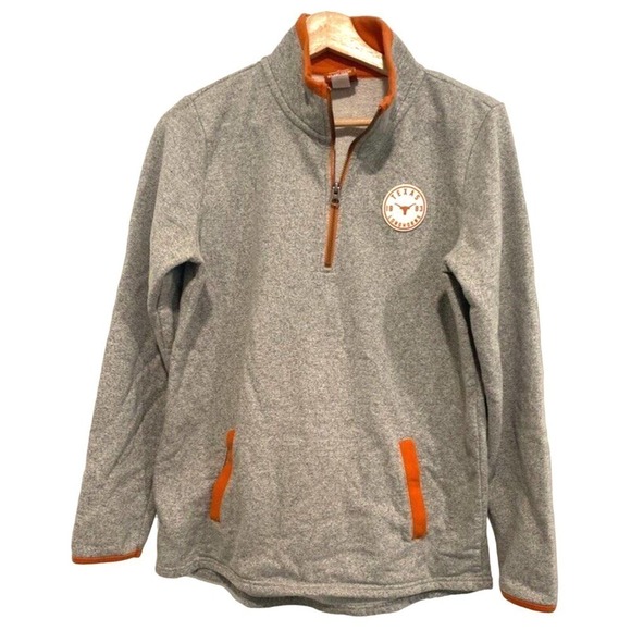 Authentic Apprarel Sweaters - Genuine Stuff University Of Texas Ladies Part Zip LS Pullover - MEDIUM (10-12)